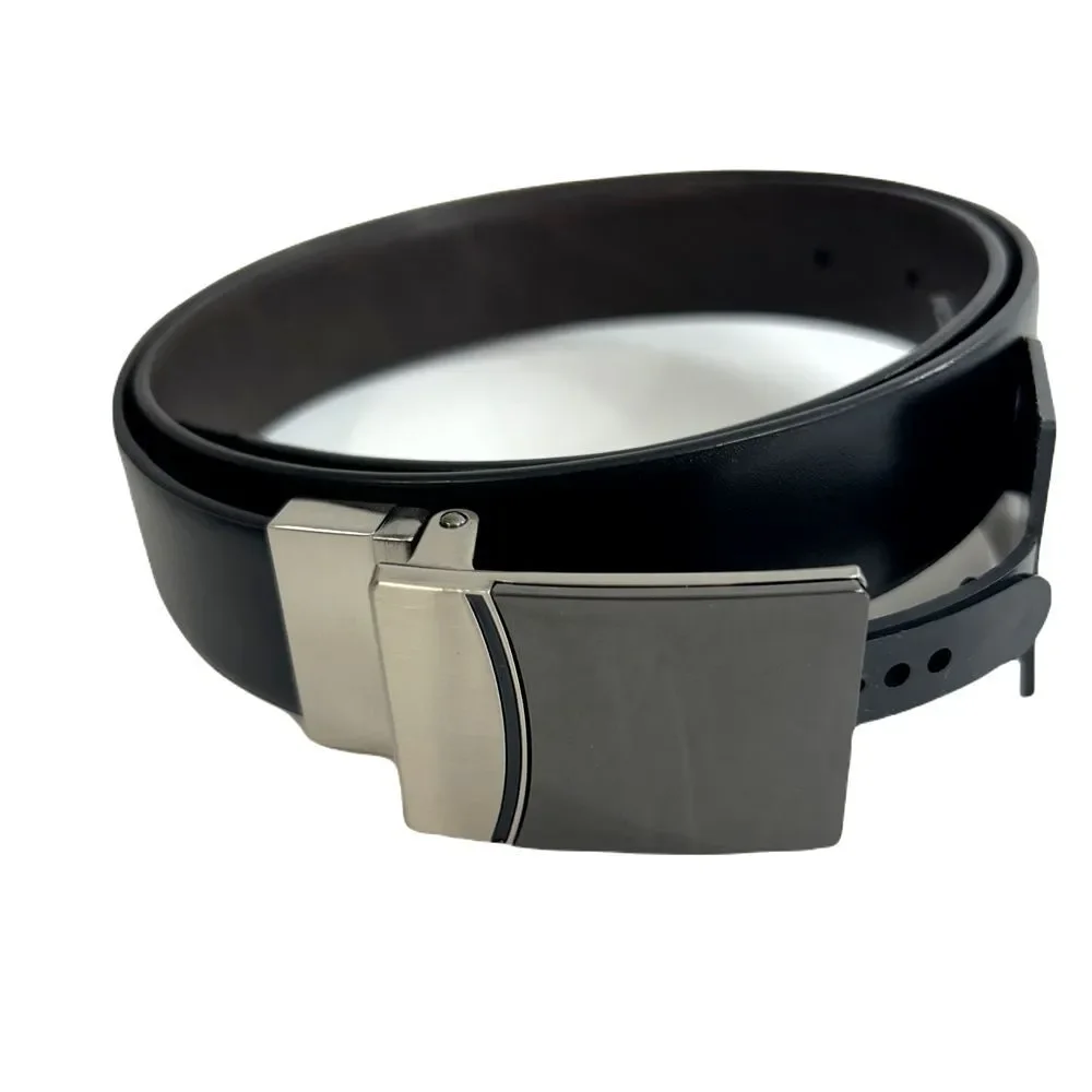 Alfani Reversible Two-Way Plaque Belt Mens Small 30-32 Black‎ Brown Leather